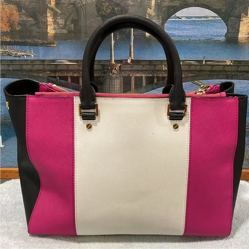 Michael Kors Black, Pink, and White Satchel